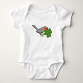 Cute Robin met Shamrock Clover-Cartoon Romper (Voorkant)