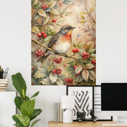 Cute Robin Poster (Thuiskantoor)