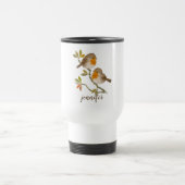 Cute Robin Redborst Birds Personalized Travel Mug Reisbeker (Center)