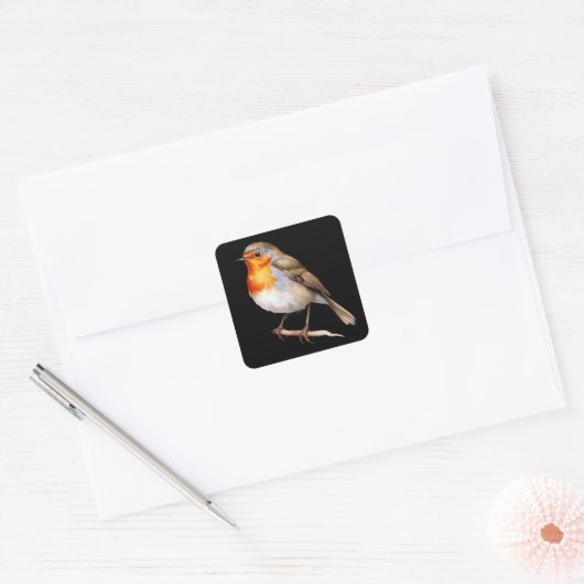Cute Robin Vierkante Sticker (Envelop)
