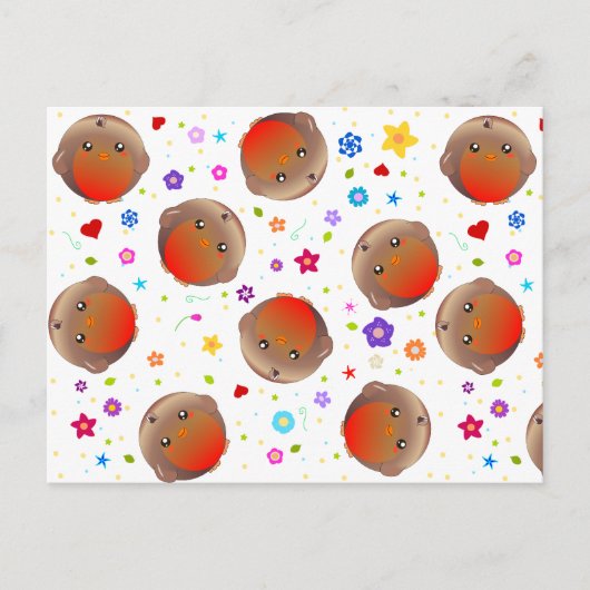 Cute robines en bloesems briefkaart (Voorkant)