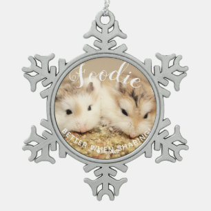 Cute Robo Hamsters Foodie Tin Sneeuwvlok Ornament
