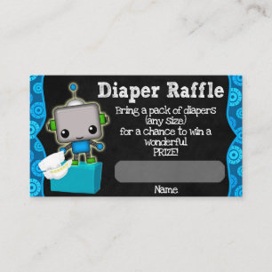 Cute Robot Baby shower Diaper Raffle Tickets #072B Informatiekaartje