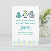 Cute Robot Birthday Party Kaart (Staand voorkant)