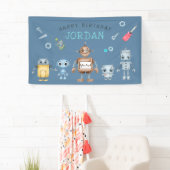 Cute Robot Birthday Party Welcome Banner (Insitu)