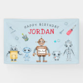 Cute Robot Birthday Party Welcome Banner (Horizontaal)