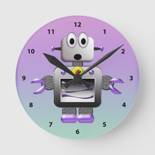 Cute Robot Blue en Paarse klok (Voorkant)