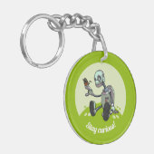 Cute Robot & Butterfly Stay Curious! Cartoon Sleutelhanger (Voorkant Links)