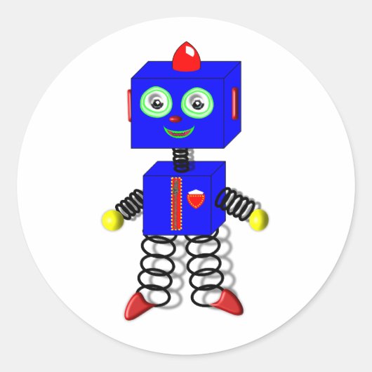 Cute Robot Cake Toppers/Stickers Ronde Sticker (Voorkant)