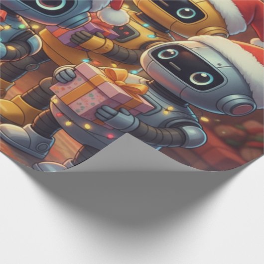 Cute Robot Christmas Holiday  Cadeaupapier (Hoek)