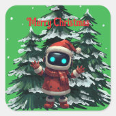 cute robot Christmas holiday Sticker (Voorkant)