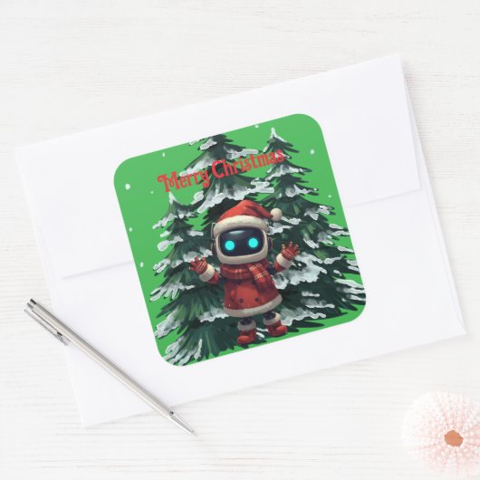 cute robot Christmas holiday Sticker (Envelop)