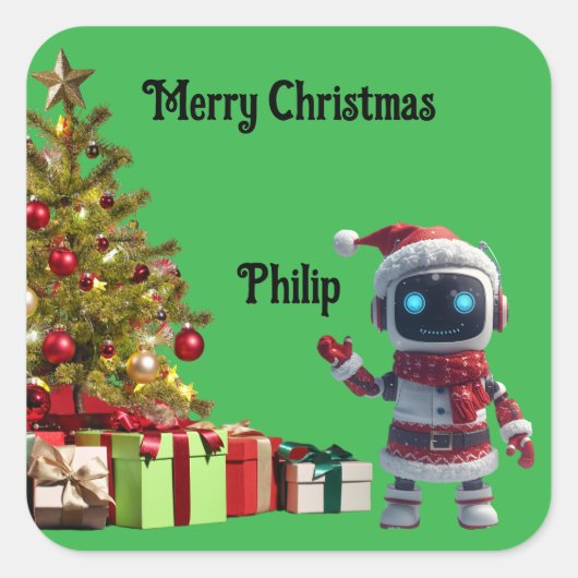 cute robot Christmas holiday Sticker (Voorkant)