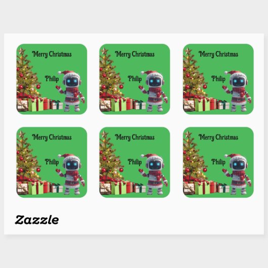 cute robot Christmas holiday Sticker (Vel)