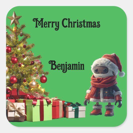 cute robot Christmas holiday Sticker (Voorkant)