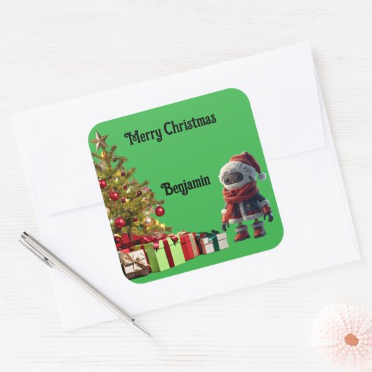 cute robot Christmas holiday Sticker (Envelop)