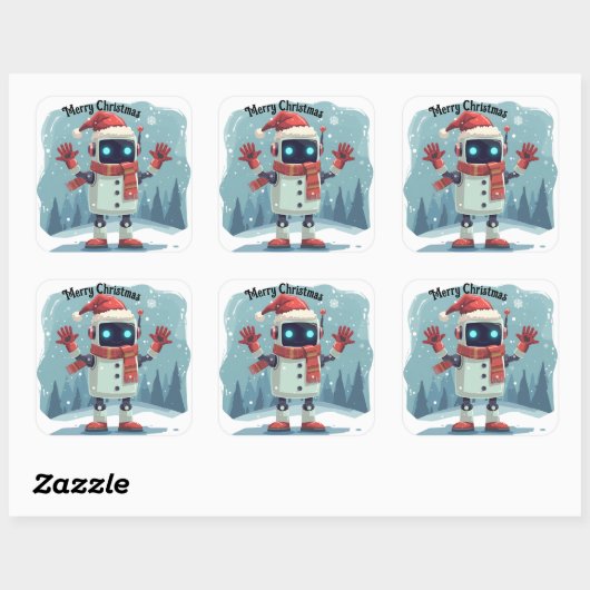 cute robot Christmas holiday Sticker (Vel)