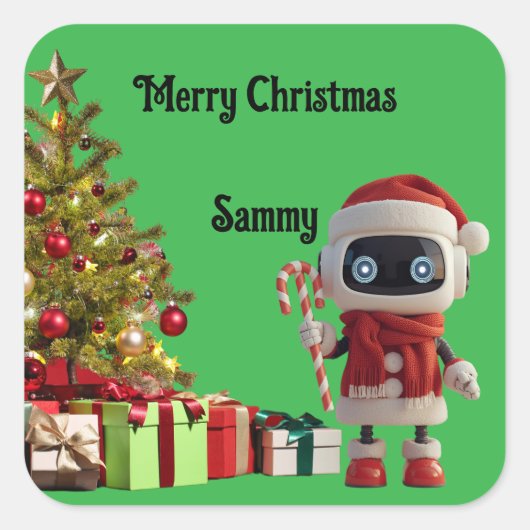 cute robot Christmas holiday Sticker (Voorkant)