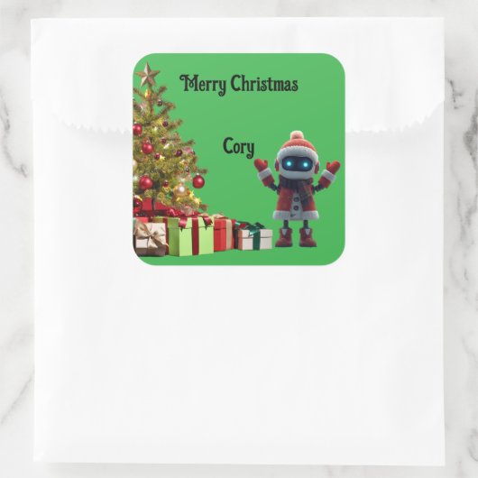 cute robot Christmas holiday Sticker (Tas)