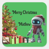 cute robot Christmas holiday Sticker (Voorkant)