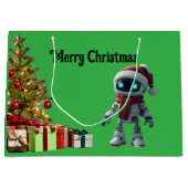 cute robot Christmas holiday tech Gift Bag Groot Cadeauzakje (Voorkant)
