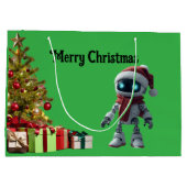 cute robot Christmas holiday tech Gift Bag Groot Cadeauzakje (Achterkant)