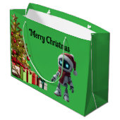 cute robot Christmas holiday tech Gift Bag Groot Cadeauzakje (Achterkant Gekanteld)