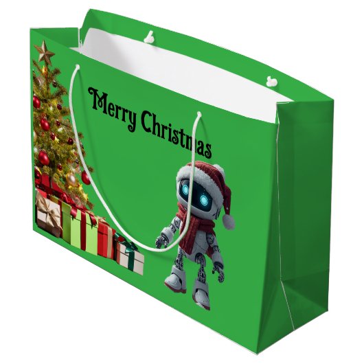 cute robot Christmas holiday tech Gift Bag Groot Cadeauzakje (Achterkant Gekanteld)