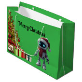 cute robot Christmas holiday tech Gift Bag Groot Cadeauzakje (Voorkant Gekanteld)