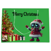 cute robot Christmas holiday tech Gift Bag Groot Cadeauzakje (Voorkant)