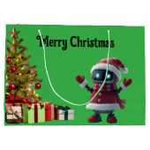 cute robot Christmas holiday tech Gift Bag Groot Cadeauzakje (Achterkant)