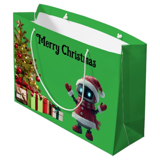 cute robot Christmas holiday tech Gift Bag Groot Cadeauzakje (Achterkant Gekanteld)