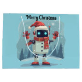 cute robot Christmas holiday tech Gift Bag Groot Cadeauzakje (Achterkant)