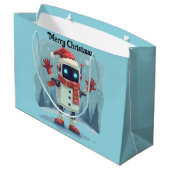 cute robot Christmas holiday tech Gift Bag Groot Cadeauzakje (Achterkant Gekanteld)