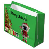 cute robot Christmas holiday tech Gift Bag Groot Cadeauzakje (Voorkant Gekanteld)