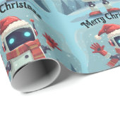cute robot Christmas holiday tech Wrapping Paper Cadeaupapier (Rol Hoek)