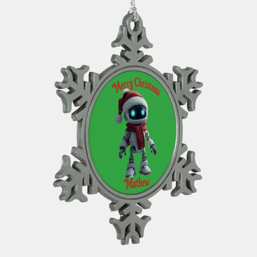 cute robot Christmas Snowflake Framed Ornament (Links)