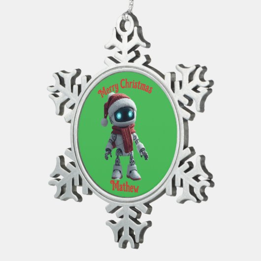 cute robot Christmas Snowflake Framed Ornament (Rechts)
