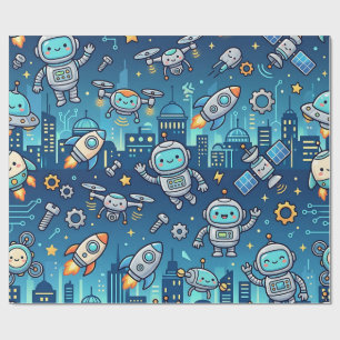 Cute Robot City Inpakpapier