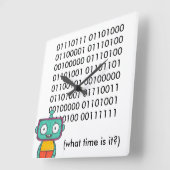 Cute Robot Clock - Binair Vierkante Klok (Hoek)