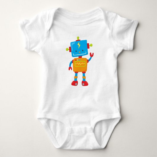 Cute Robot, Colorful Robot, Funny Robot, Robotica Romper (Voorkant)