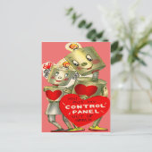 Cute Robot Couple Light Heart Valentijn Feestdagenkaart (Staand voorkant)