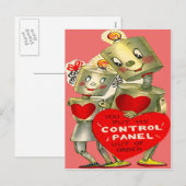 Cute Robot Couple Light Heart Valentijn Feestdagenkaart (Voorkant / Achterkant)