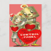 Cute Robot Couple Light Heart Valentijn Feestdagenkaart (Voorkant)