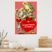 Cute Robot Couple Light Heart Valentijn Poster (Keuken)
