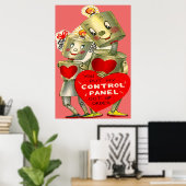 Cute Robot Couple Light Heart Valentijn Poster (Thuiskantoor)