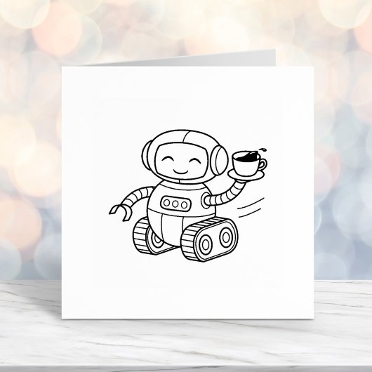 Cute Robot die koffie levert Zelfinktende Stempel