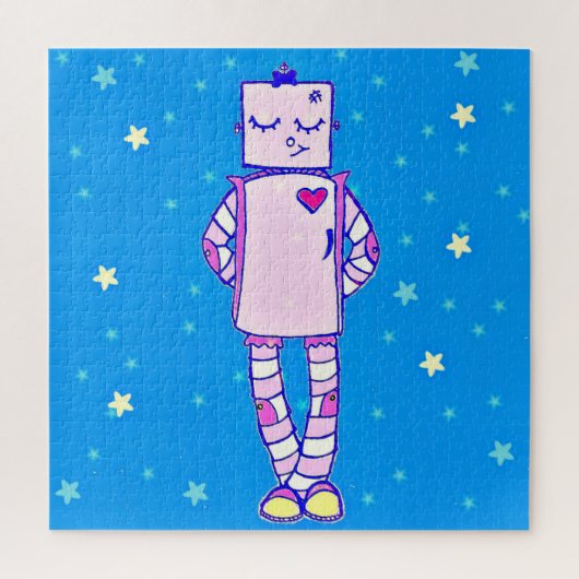 Cute Robot en Stars Puzzle Legpuzzel (Verticaal)