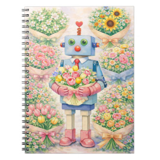 Cute Robot Flower Notebook Notitieboek