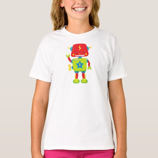 Cute Robot, Funny Robot, Colorful Robot, Robotica T-shirt (Voorkant)